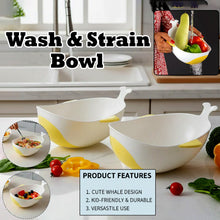Plastic Rice Pulses Fruits Vegetable Noodles Pasta Washing Bowl and Strainer (2 Pc)